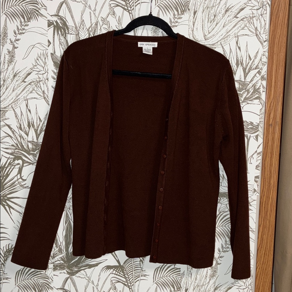 Erik Spencer L Vintage Brown Button-Up Cardigan